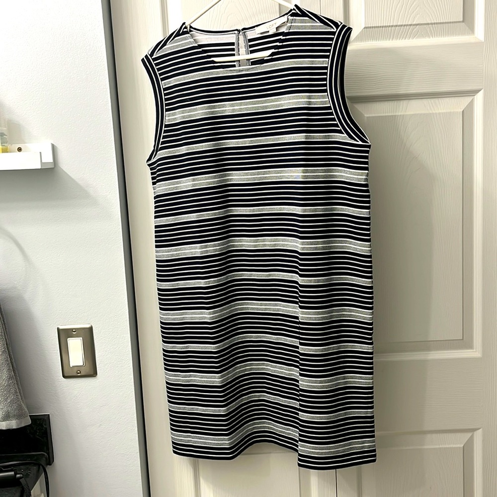 Loft. Navy and white striped sleeveless dress. Large.